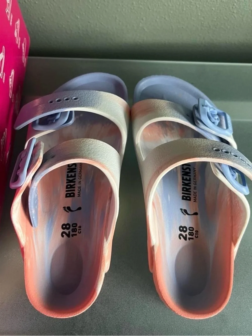 Birkenstock Arizona EVA Kids Sandals – Coral Peach – Size 28 / US Kids 10 – New